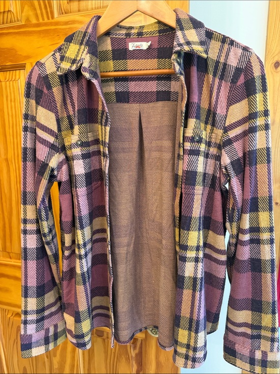 Faherty Tops - Faherty Pink and Yellow Plaid Button-Up Shacket